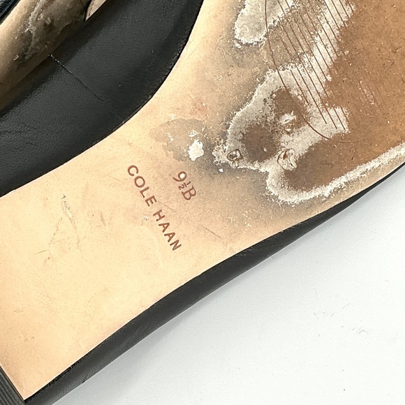 Cole Haan Grand 0S Size 9.5 Black Leather Pointed Brie Skimmer Loafer Flat Shoes - Picture 10 of 10